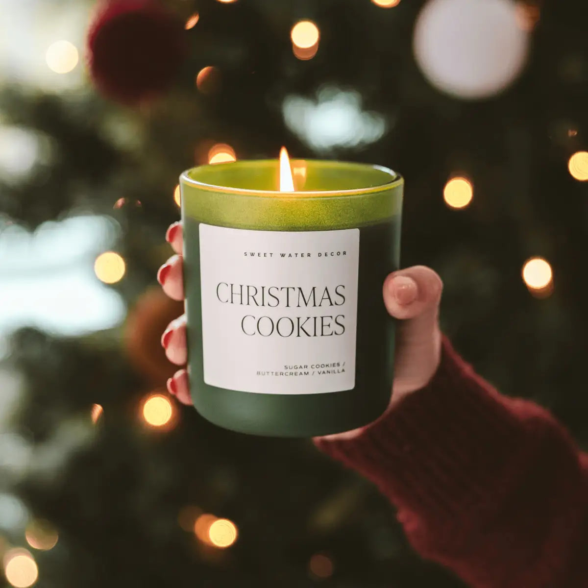 Christmas Cookies Soy Candle - Green Matte Jar - 15 oz (Sugar Cookies) - Sweet Water Decor