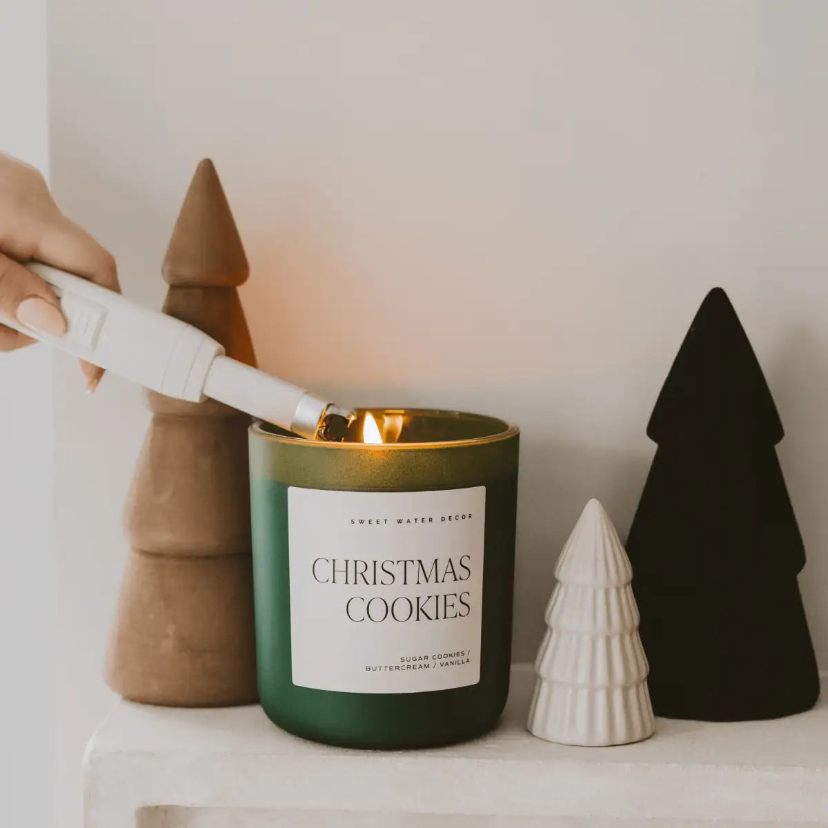 Christmas Cookies Soy Candle - Green Matte Jar - 15 oz (Sugar Cookies) - Sweet Water Decor
