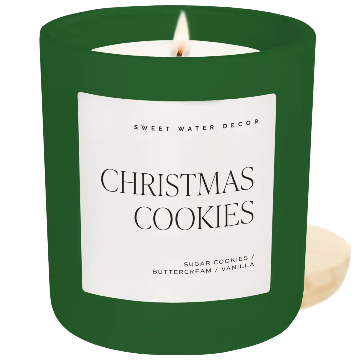 Christmas Cookies Soy Candle - Green Matte Jar - 15 oz (Sugar Cookies) - Sweet Water Decor
