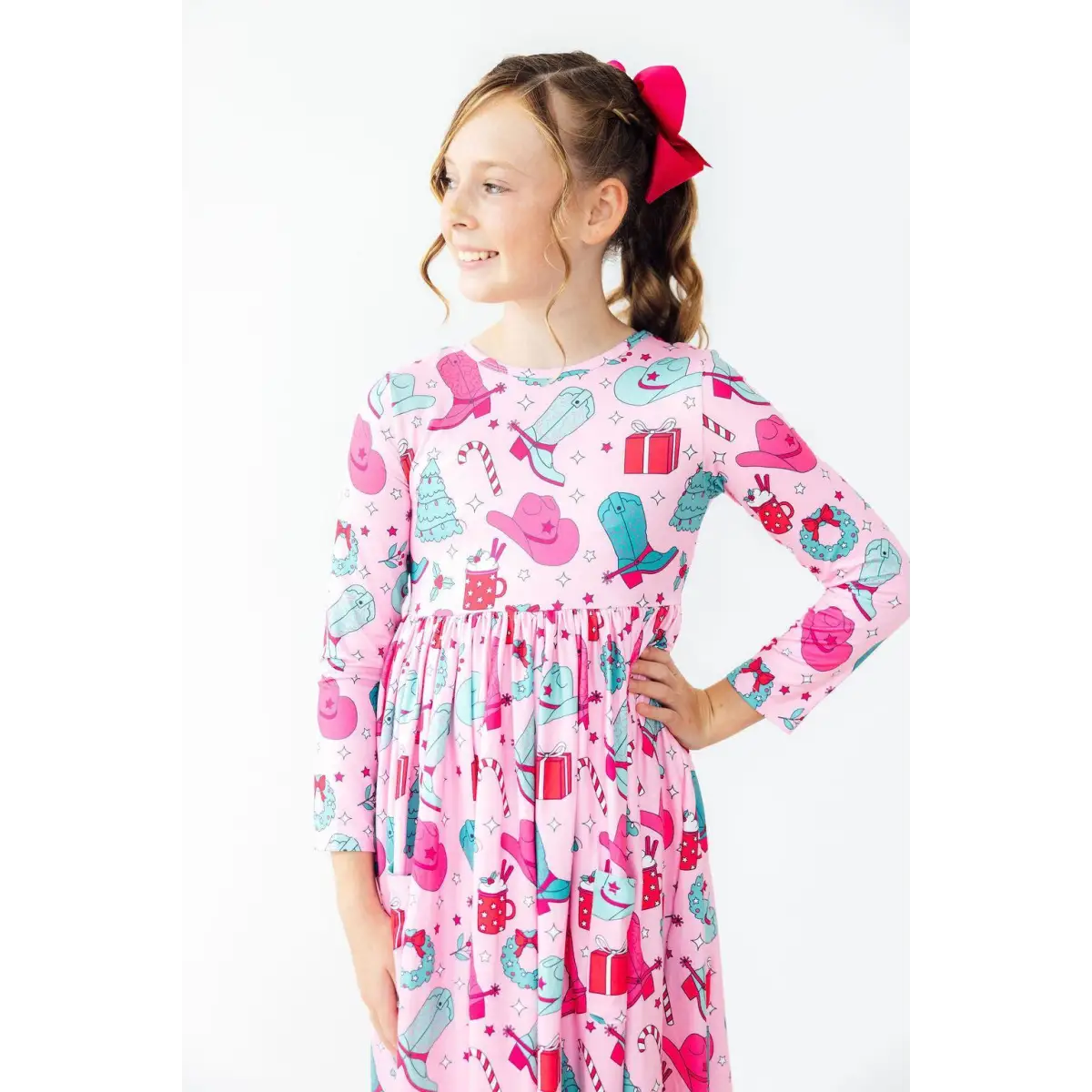Christmas Cowgirl L/S Pocket Twirl Dress - Mila & Rose ®