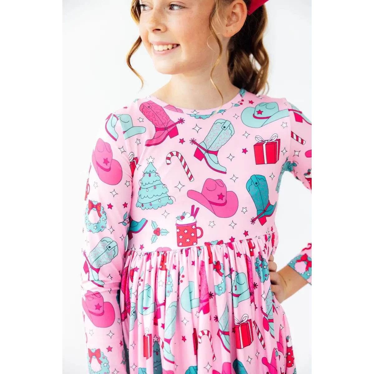 Christmas Cowgirl L/S Pocket Twirl Dress - Mila & Rose ®