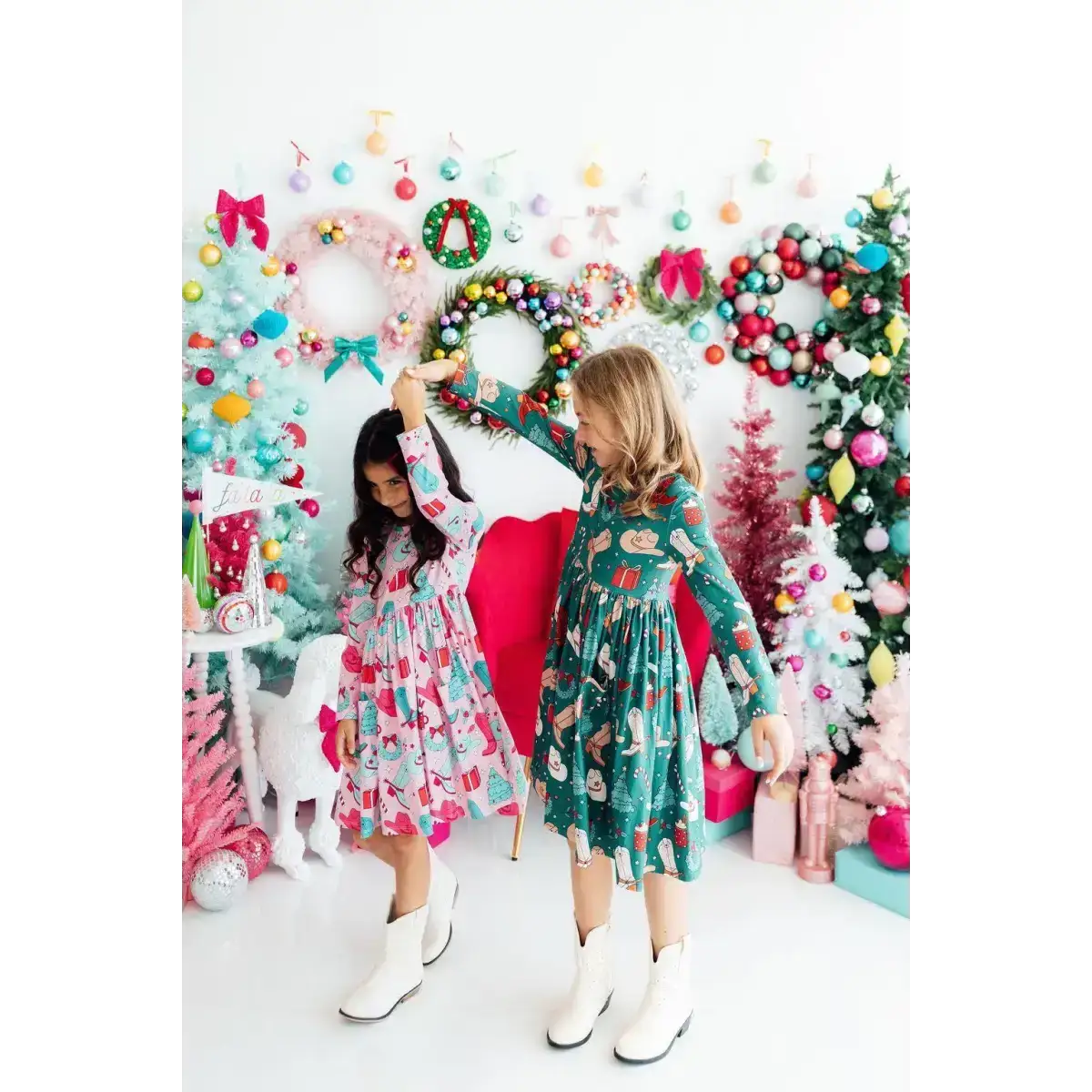 Christmas Cowgirl L/S Pocket Twirl Dress - Mila & Rose ®