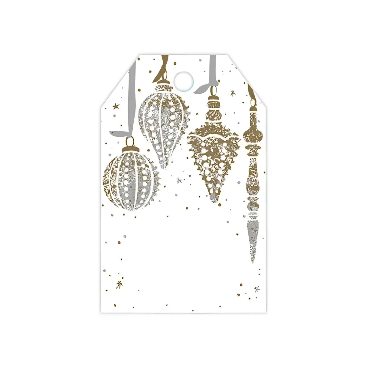 Christmas Gift Tag (4 designs) 2.25x3.5’’ - Silver & Gold Ornaments - Nashville Wraps