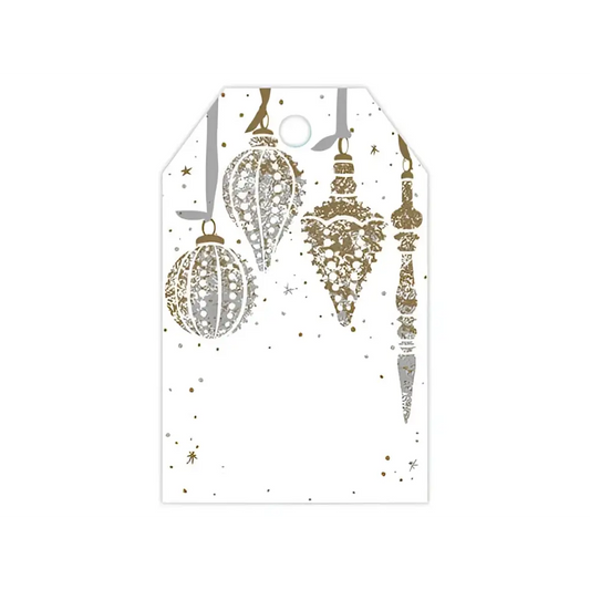 Christmas Gift Tag (4 designs) 2.25x3.5’’ - Silver & Gold Ornaments - Nashville Wraps