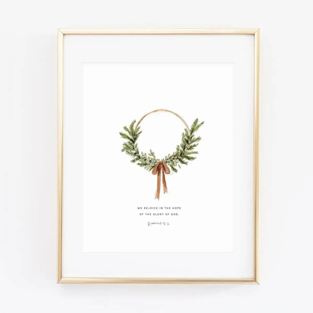 Christmas Scripture Art Print - Romans 5:2 Wreath - emily lex studio