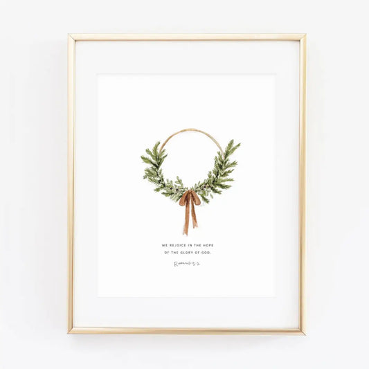 Christmas Scripture Art Print - Romans 5:2 Wreath - emily lex studio