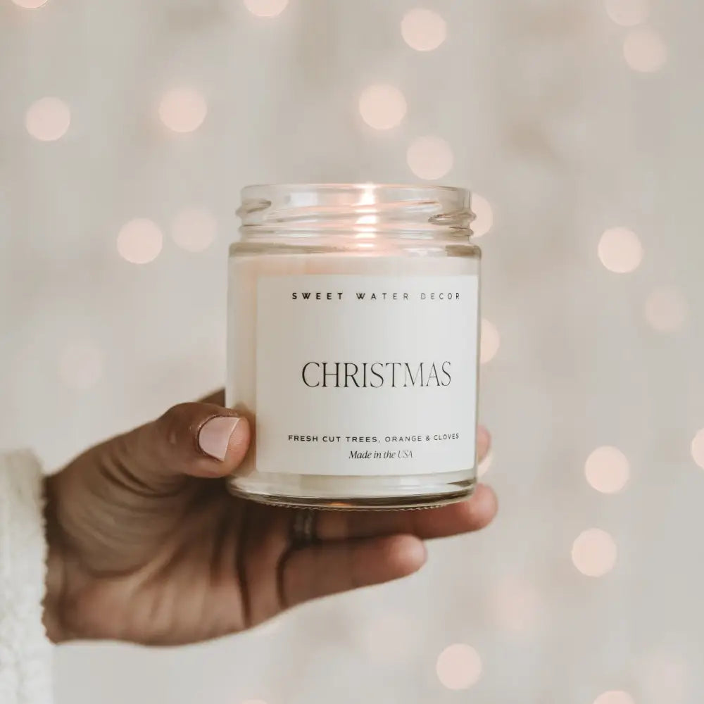 Christmas Soy Candle - Clear Jar - 9 oz - Sweet Water Decor
