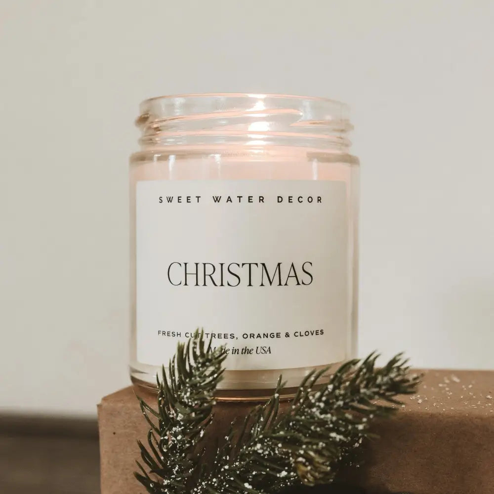 Christmas Soy Candle - Clear Jar - 9 oz - Sweet Water Decor