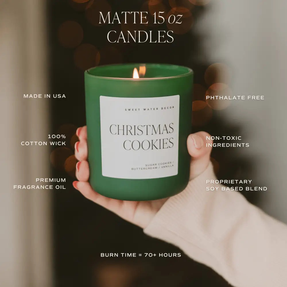 Christmas Tree Farm Soy Candle - Green Matte Jar - 15 oz - Sweet Water Decor