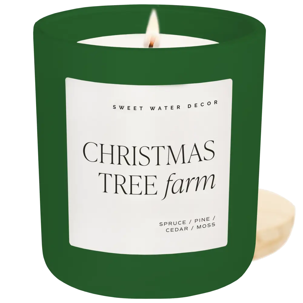 Christmas Tree Farm Soy Candle - Green Matte Jar - 15 oz - Sweet Water Decor