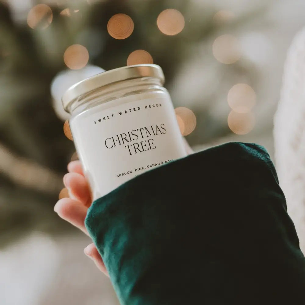 Christmas Tree Soy Candle - Clear Jar - 9 oz - Sweet Water Decor