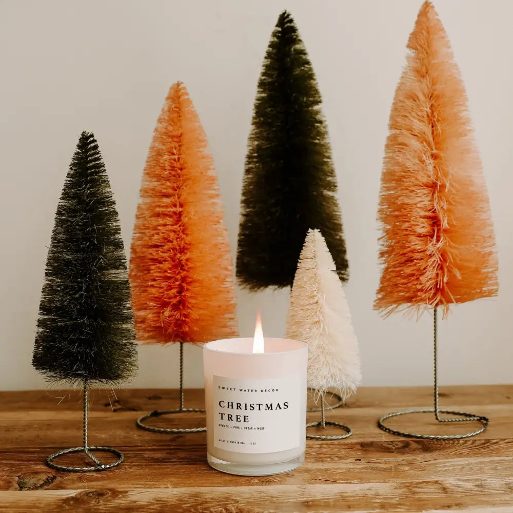 Christmas Tree Soy Candle - White Jar - 11 oz - Sweet Water Decor