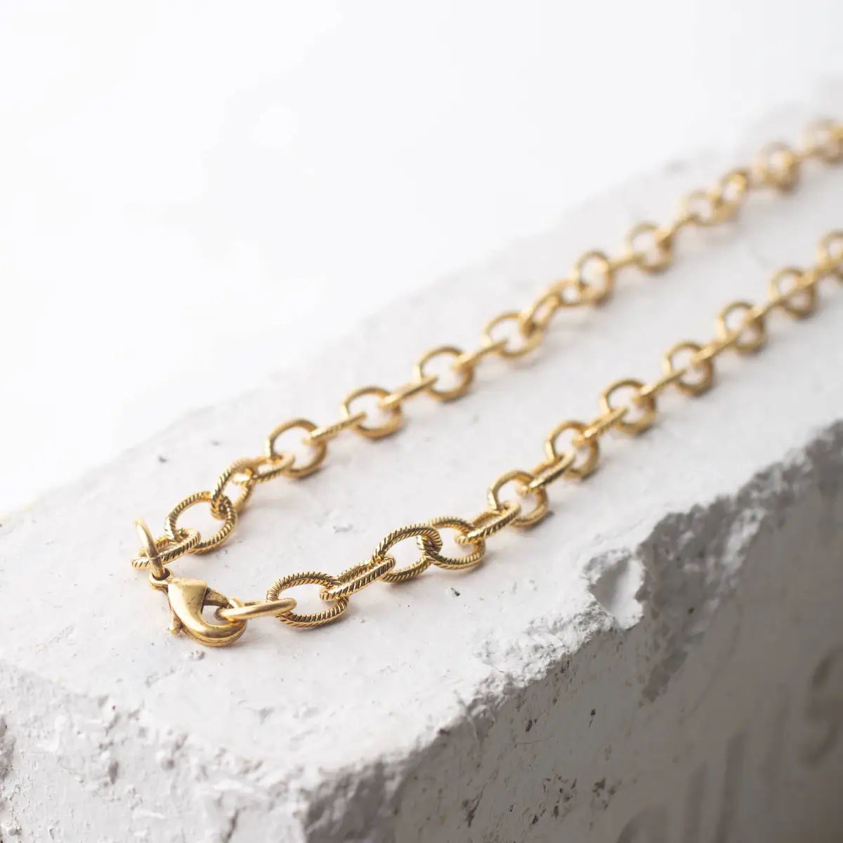 Chunky Charm Necklace - Textured Gold or Silver - Bel Kai