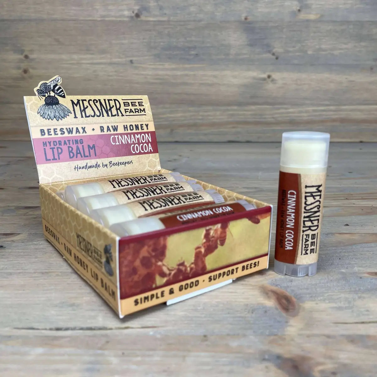Lip Balm - Cinnamon Cocoa - Handmade with Beeswax - Messner Bee Farm