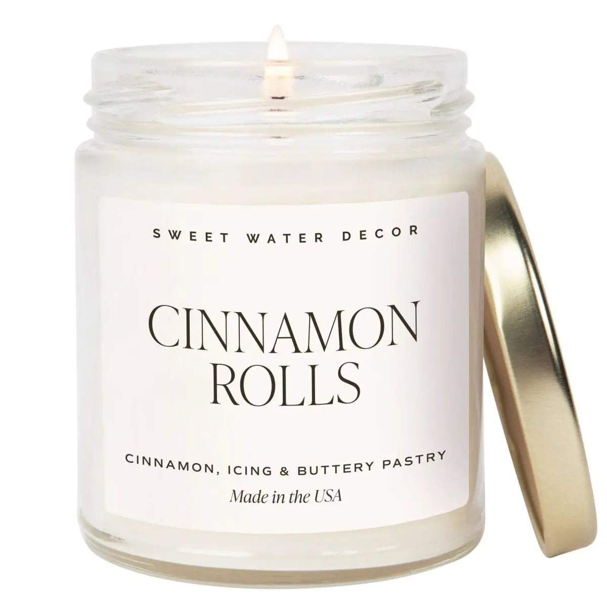 Cinnamon Rolls Soy Candle - Clear Jar - 9 oz - Sweet Water Decor