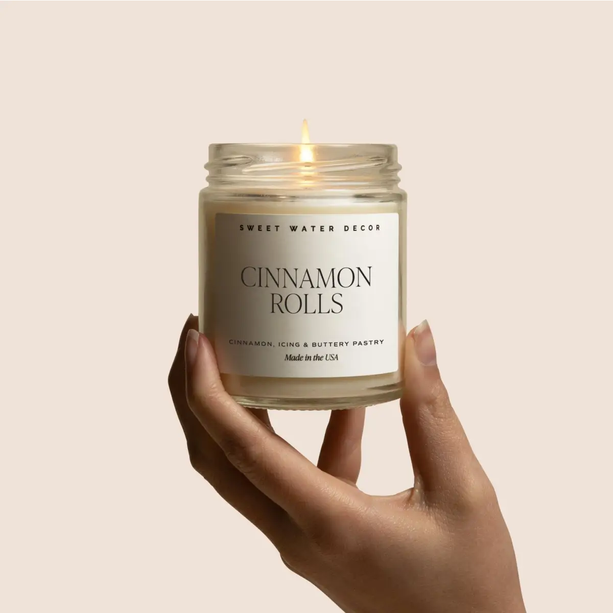 Cinnamon Rolls Soy Candle - Clear Jar - 9 oz - Sweet Water Decor