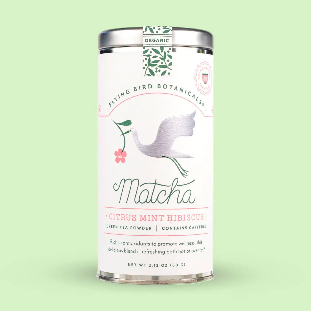 Citrus Mint Hibiscus Matcha Green Tea Powder - Flying Bird Botanicals