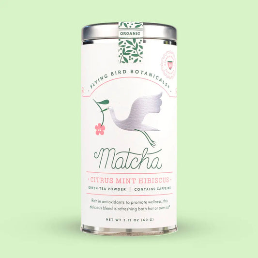 Citrus Mint Hibiscus Matcha Green Tea Powder - Flying Bird Botanicals