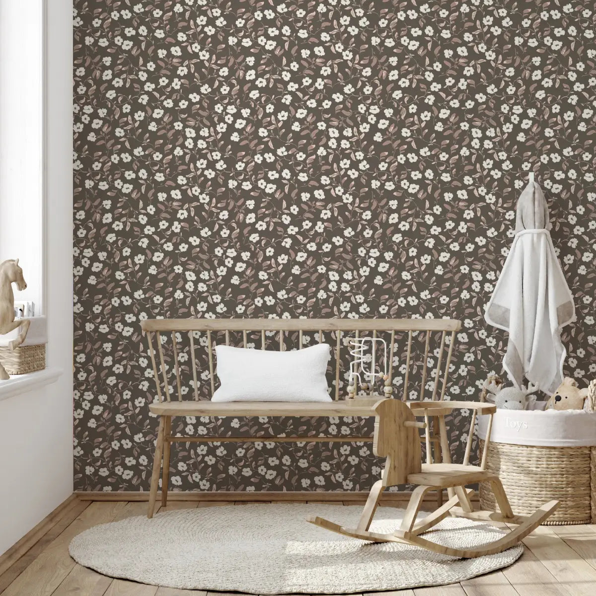 Clancy Wallpaper - Pink Floral Vines - by Creating to Love - Loomwell Home Goods