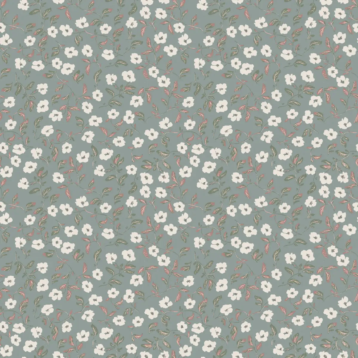 Clancy Wallpaper - Pink Floral Vines - by Creating to Love - Sample 1 foot by 1 foot / Blue - Loomwell Home Goods