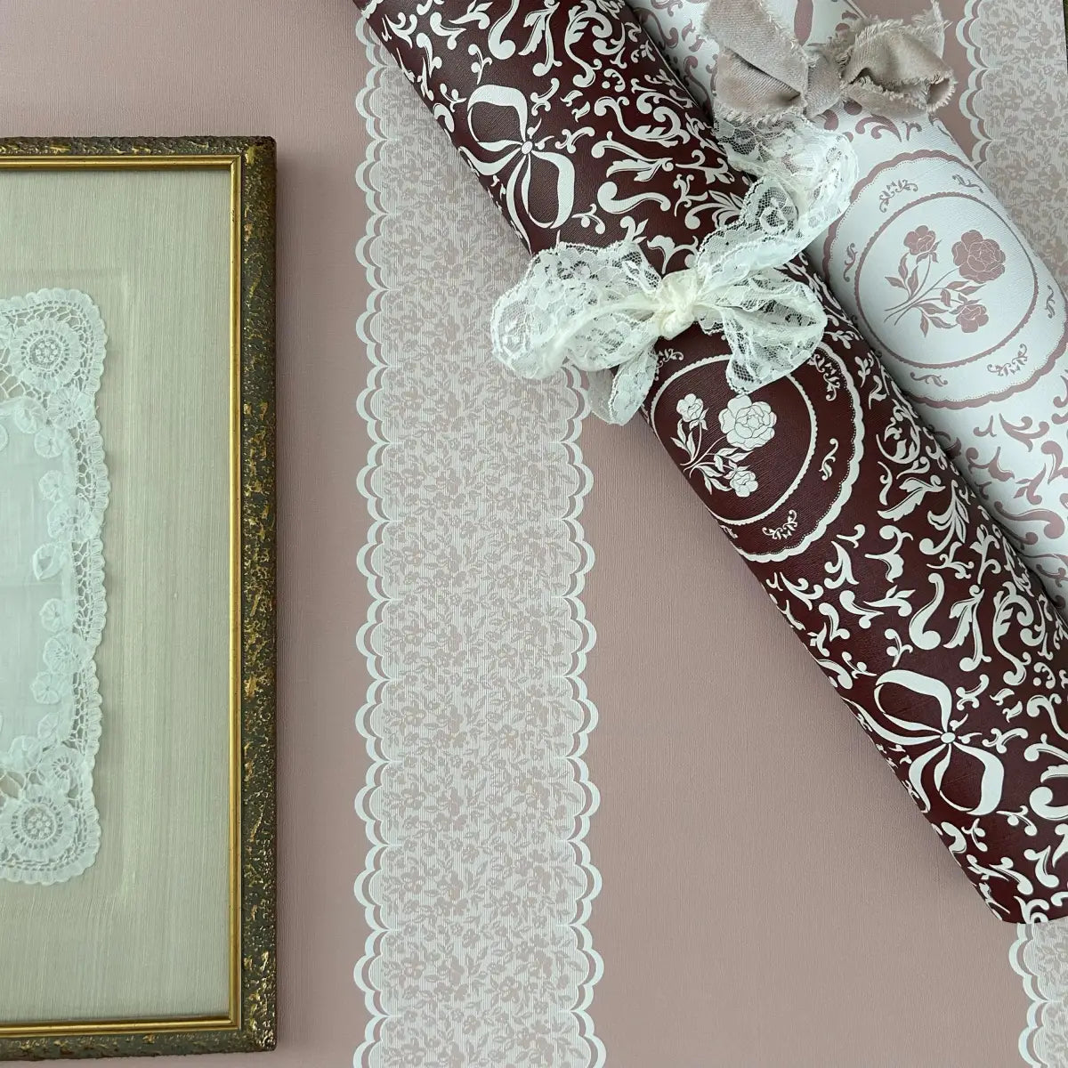 Clara Wallpaper - Bold Lace Stripe - by Ali Anni - Loomwell Home Goods