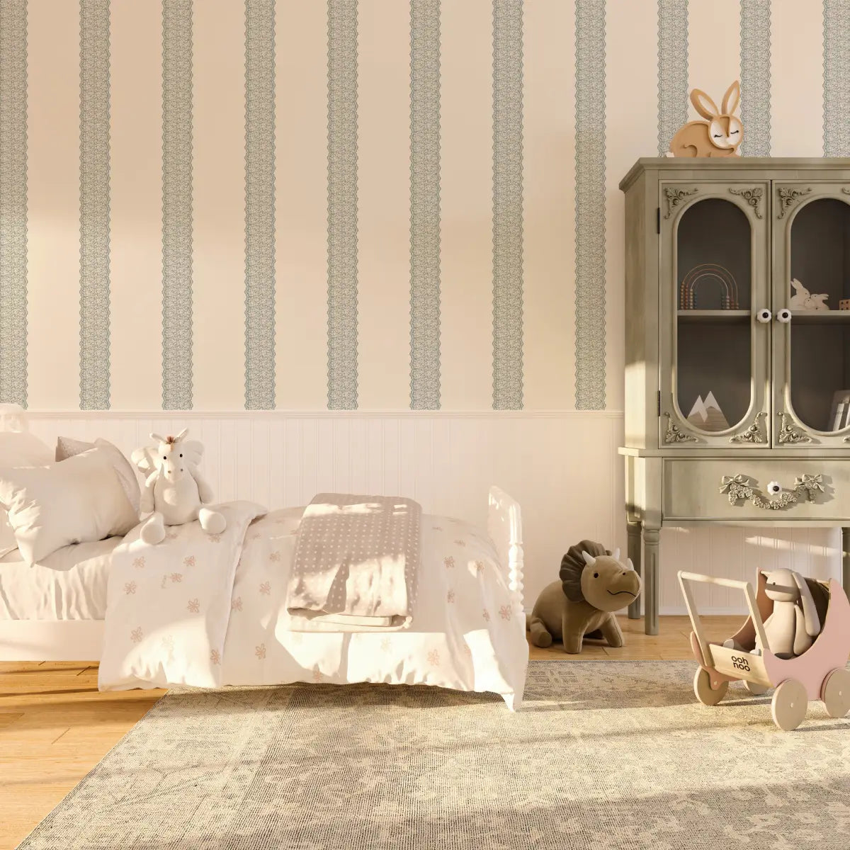 Clara Wallpaper - Bold Lace Stripe - by Ali Anni - Loomwell Home Goods