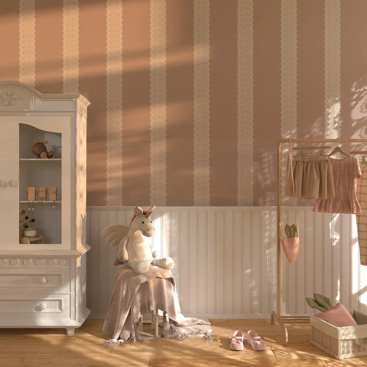 Clara Wallpaper - Bold Lace Stripe - by Ali Anni - Loomwell Home Goods