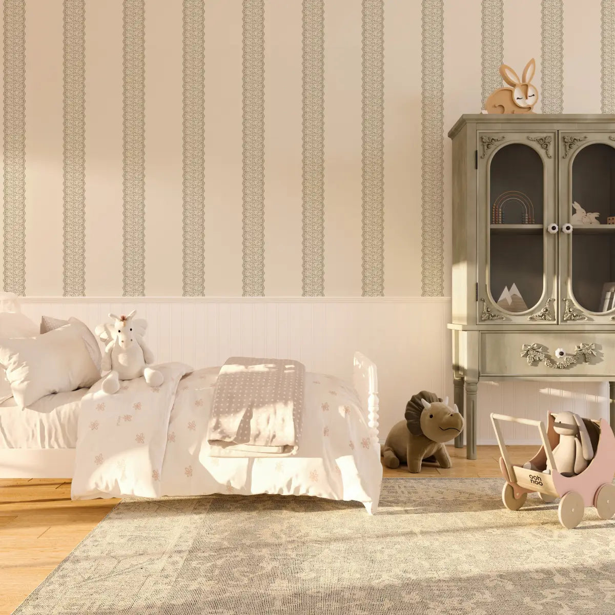 Clara Wallpaper - Bold Lace Stripe - by Ali Anni - Loomwell Home Goods