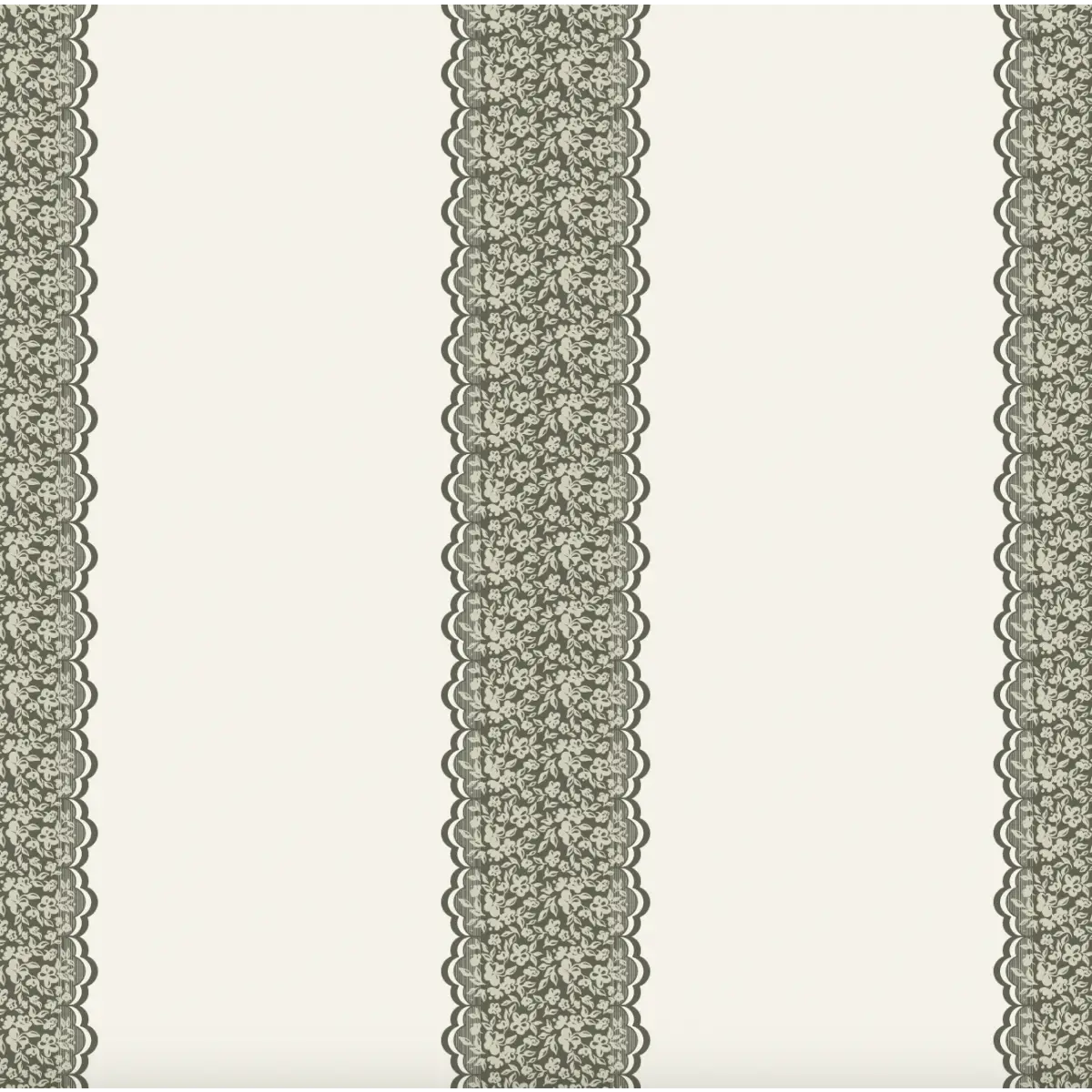 Clara Wallpaper - Bold Lace Stripe - by Ali Anni - Sample 1 foot by 1 foot / Green - Loomwell Home Goods