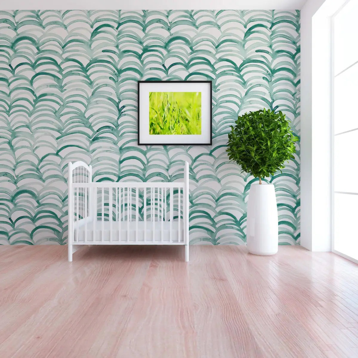 Clarence Wallpaper - Green Waves - Loomwell Home Goods