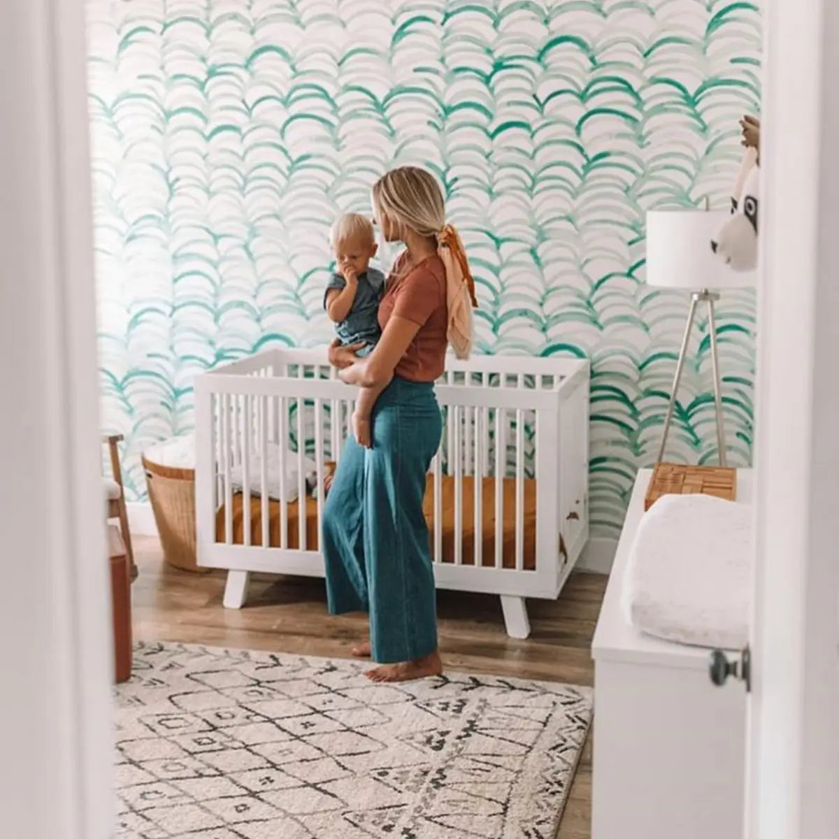 Clarence Wallpaper - Green Waves - Loomwell Home Goods