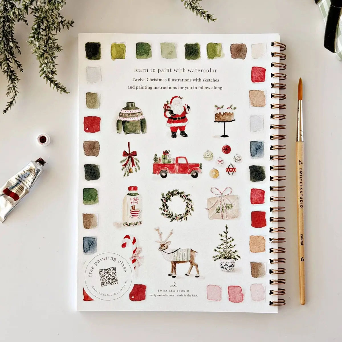 Watercolor Workbook - Classic Christmas - emily lex studio