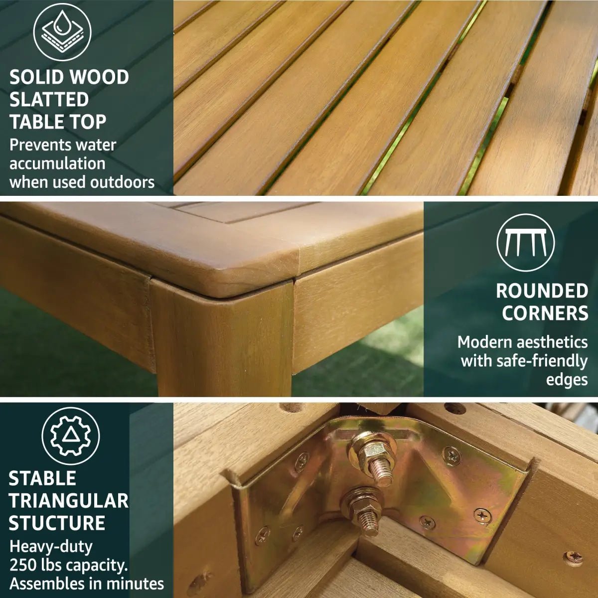 Classic Outdoor Dining Table - Acacia Wood - Megsu