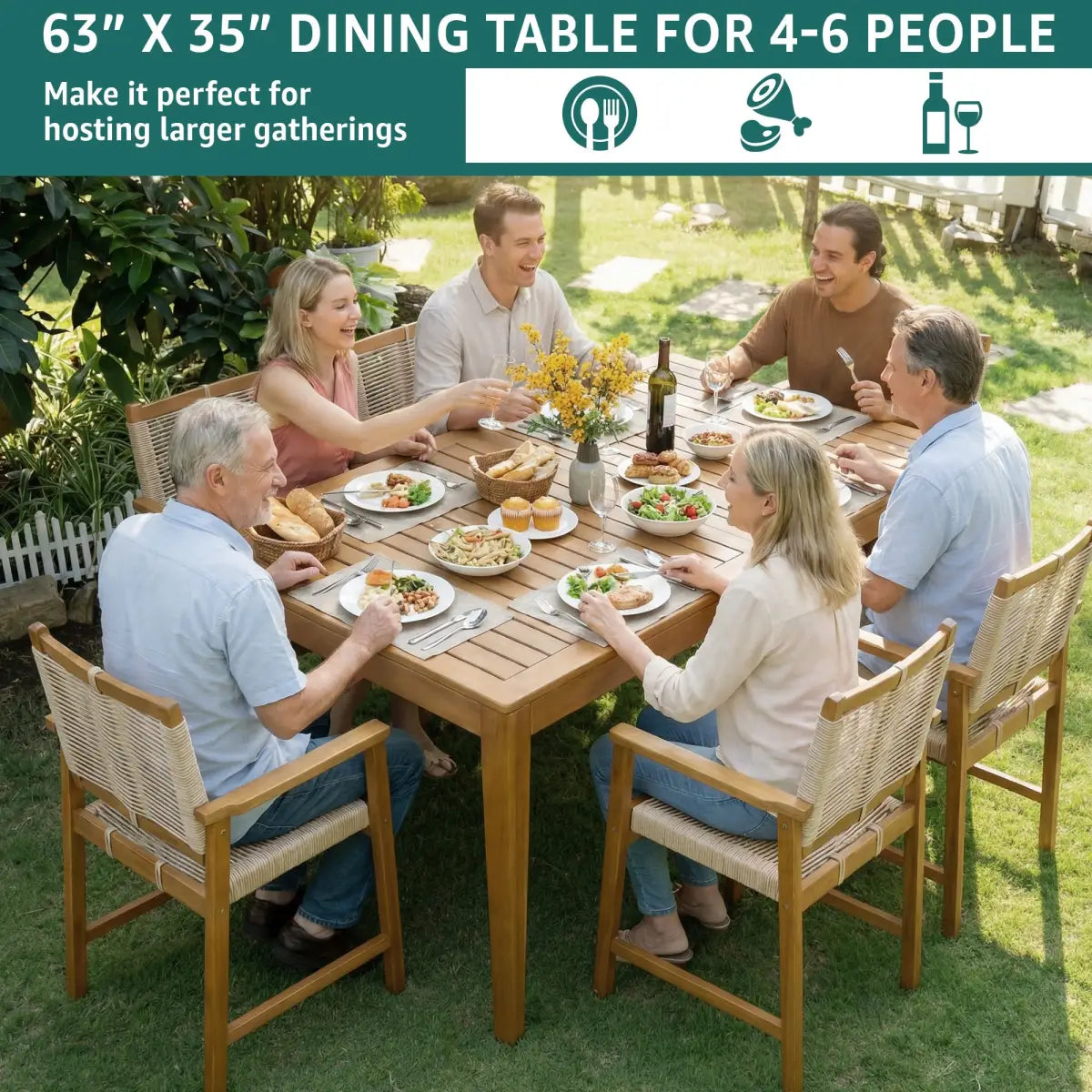 Classic Outdoor Dining Table - Acacia Wood - Megsu