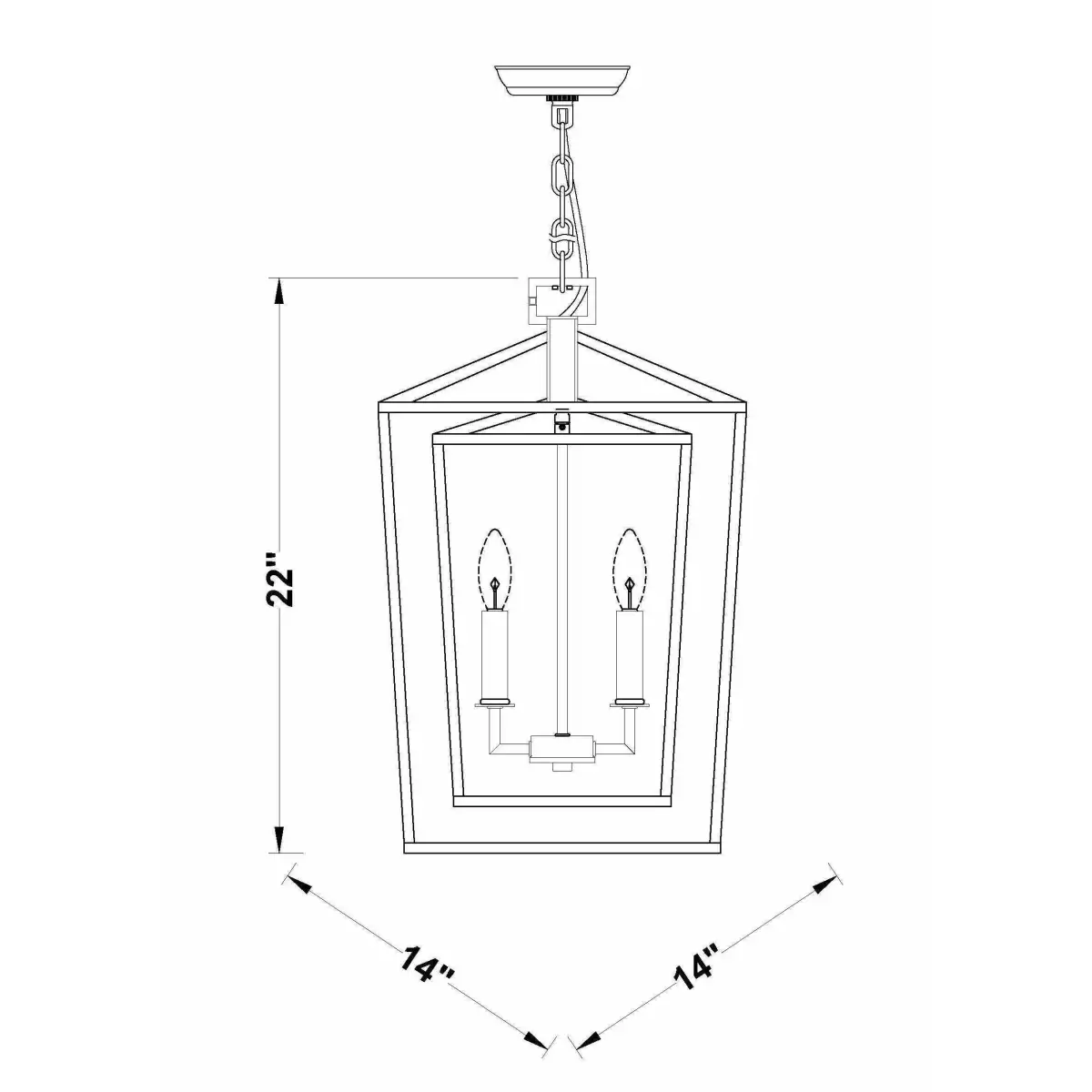 Classic Gold Open Lantern Pendant Ceiling Light - 14’’L x 14’’W x 21’’H Cube - Boutique Rugs