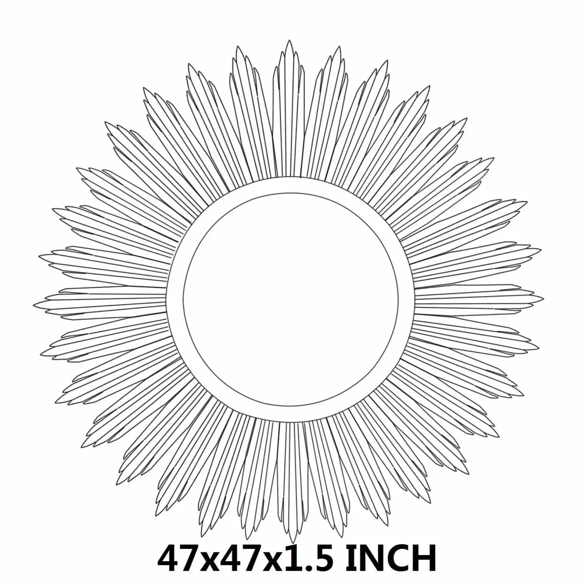 Classic Gold Starburst Wood Mirror - 47’’H x 47’’W x 2’’D Starburst - Boutique Rugs