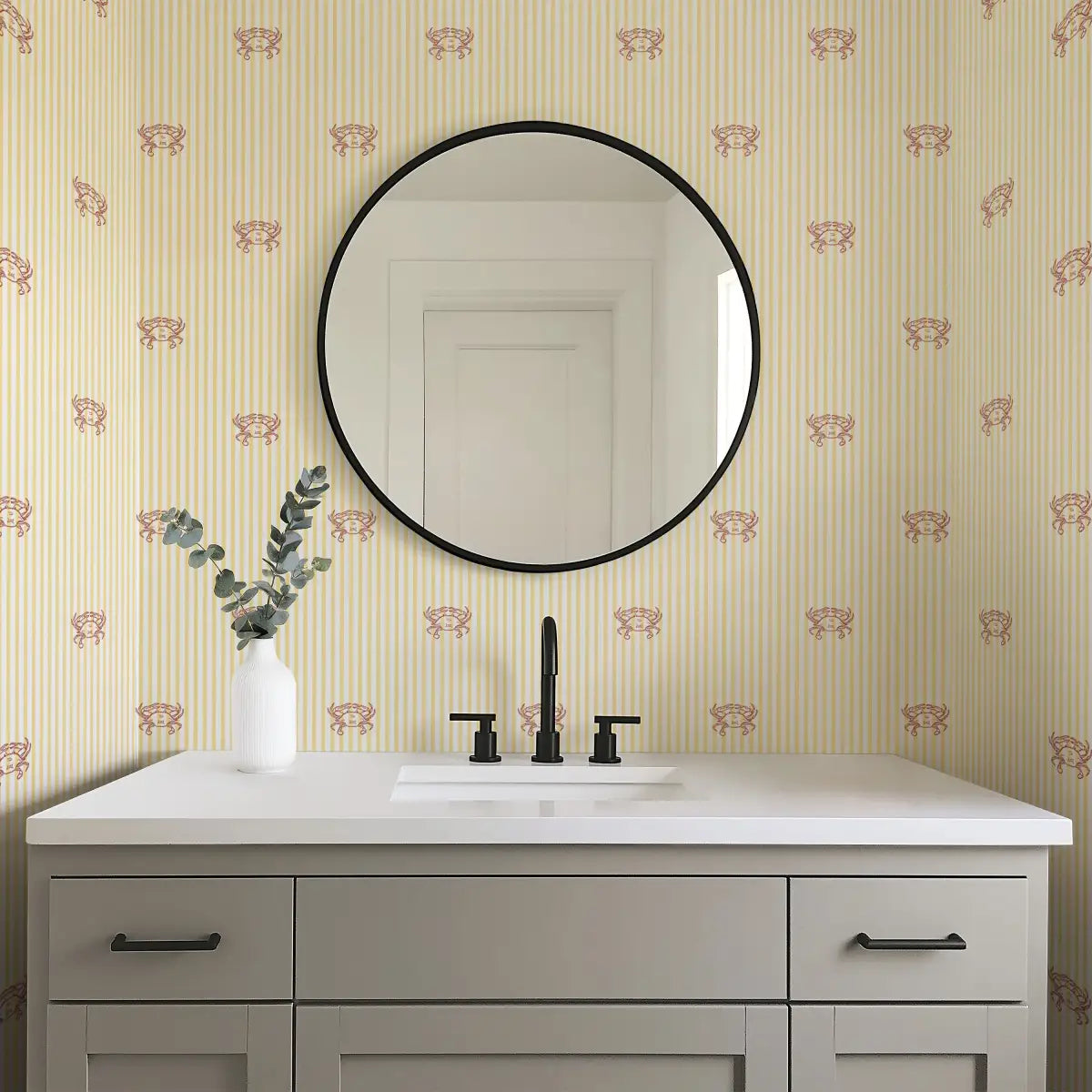 Claude Wallpaper - Crab Seersucker Stripe - by Studio Stephie - Loomwell Home Goods