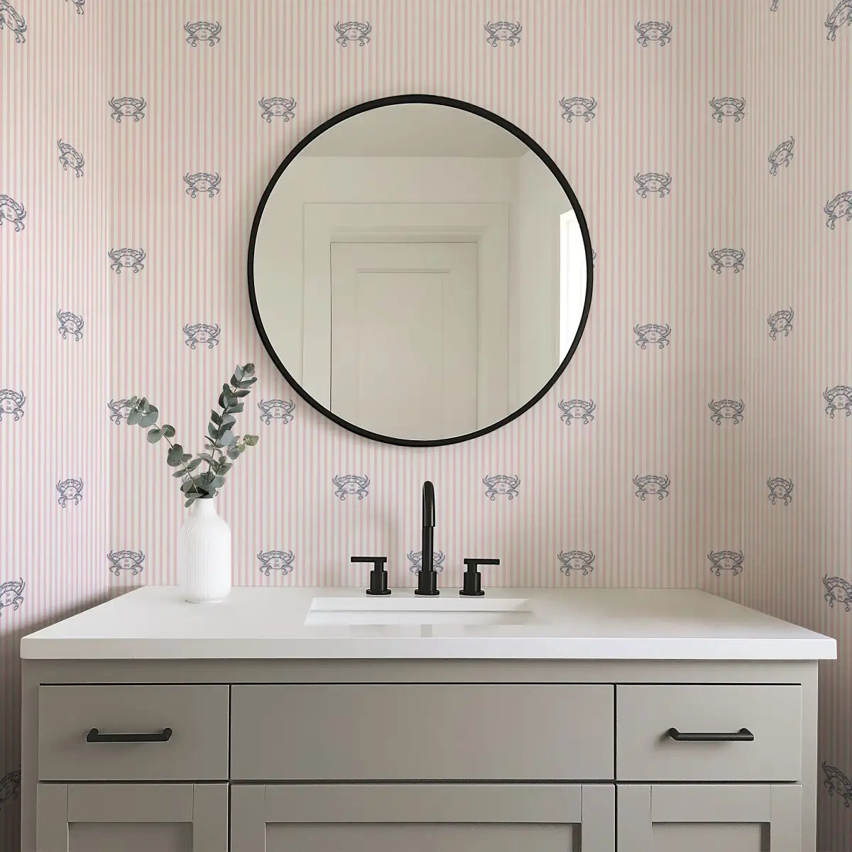 Claude Wallpaper - Crab Seersucker Stripe - by Studio Stephie - Loomwell Home Goods