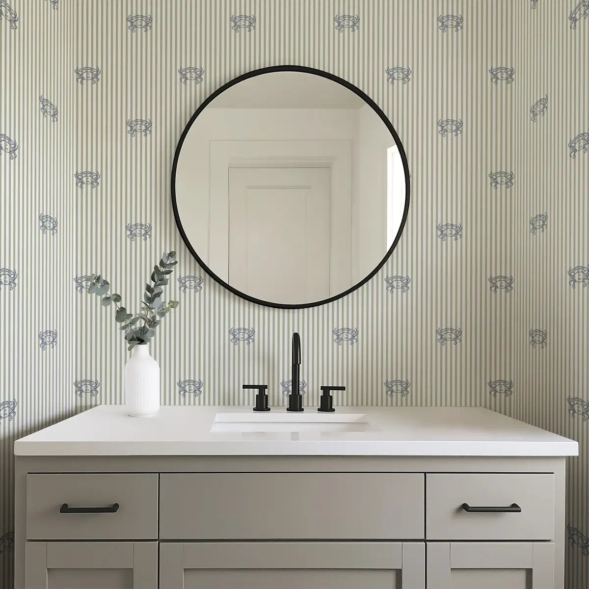 Claude Wallpaper - Crab Seersucker Stripe - by Studio Stephie - Loomwell Home Goods