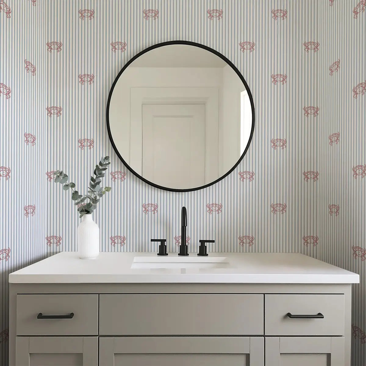 Claude Wallpaper - Crab Seersucker Stripe - by Studio Stephie - Loomwell Home Goods