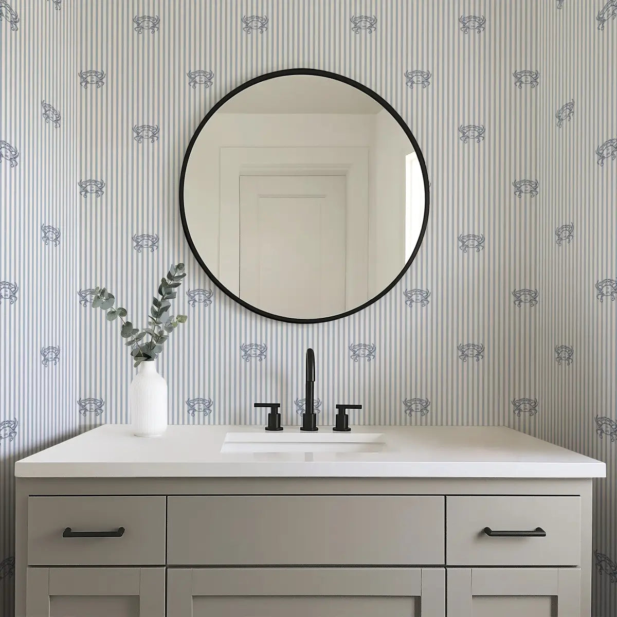 Claude Wallpaper - Crab Seersucker Stripe - by Studio Stephie - Loomwell Home Goods