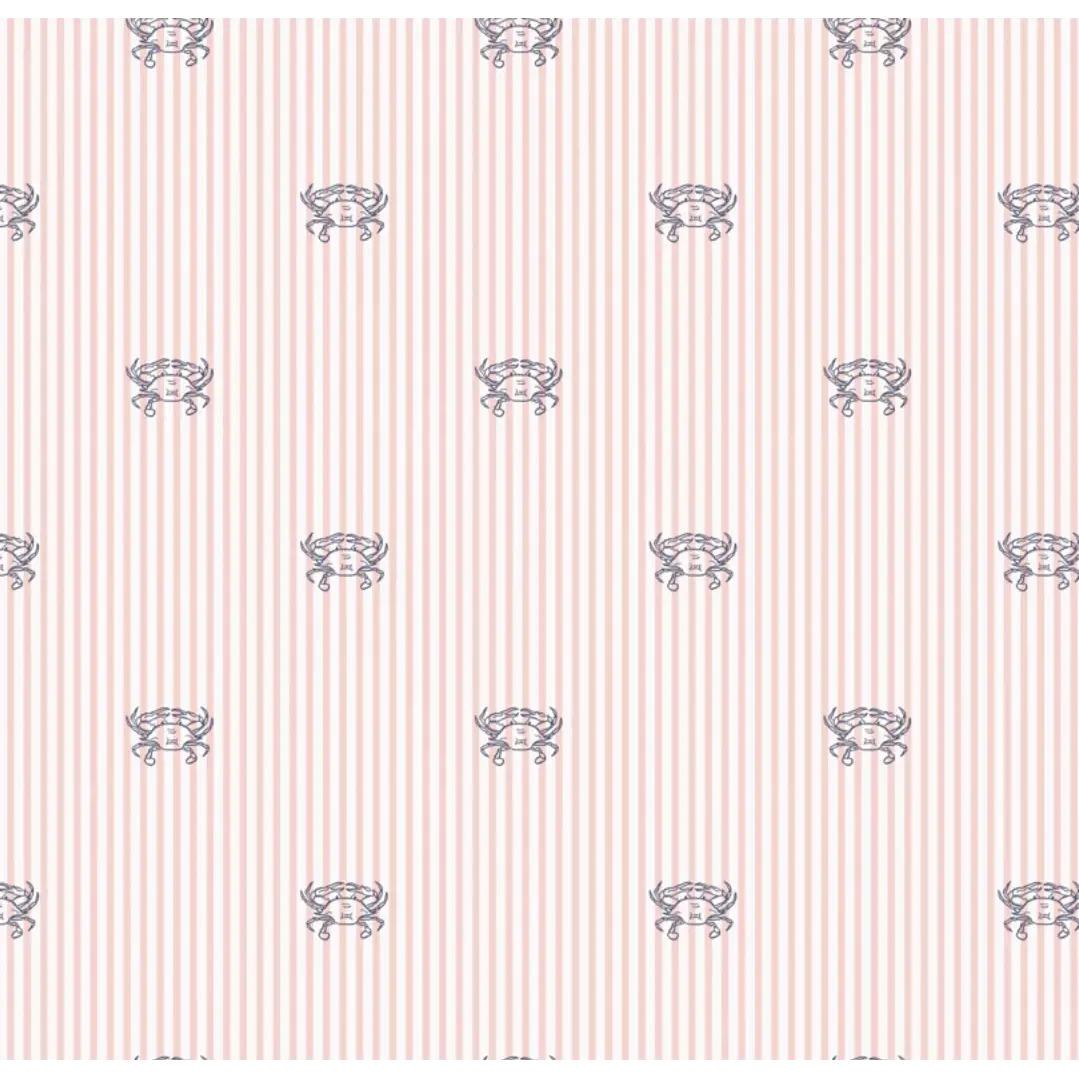 Claude Wallpaper - Crab Seersucker Stripe - by Studio Stephie - Sample 1 foot by 1 foot / Navy on Pink - Loomwell Home