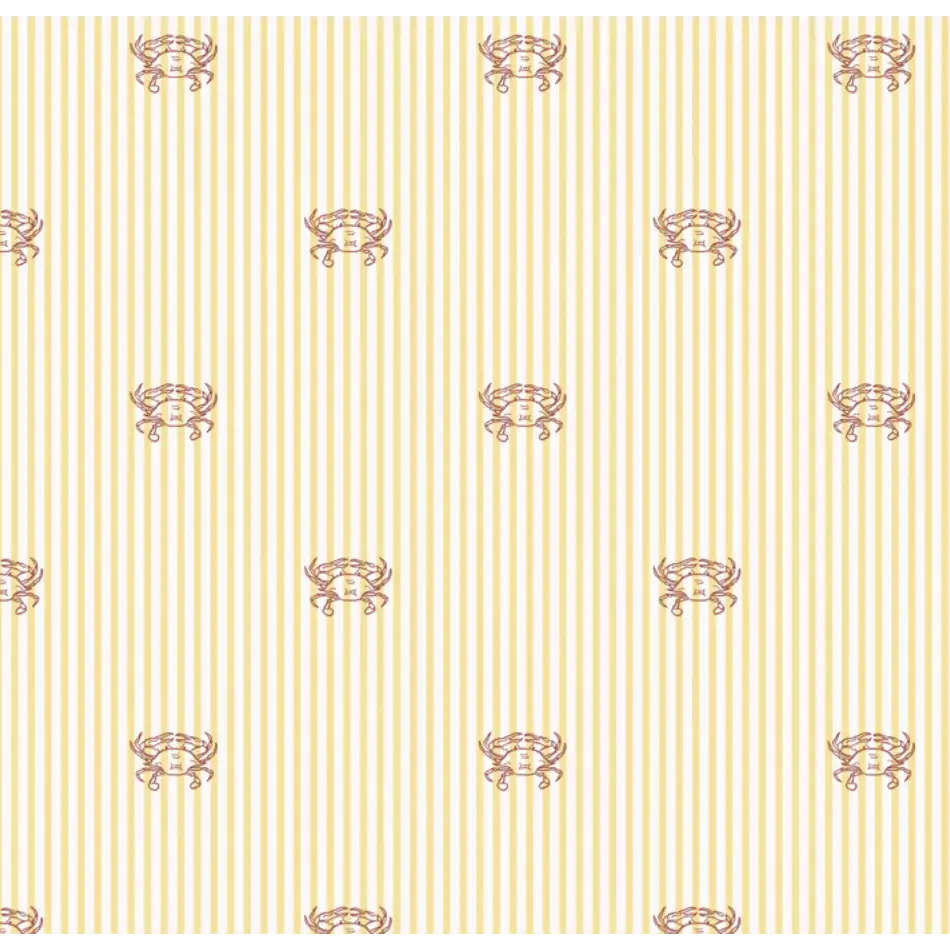 Claude Wallpaper - Crab Seersucker Stripe - by Studio Stephie - Sample 1 foot by 1 foot / Red on Yellow - Loomwell Home