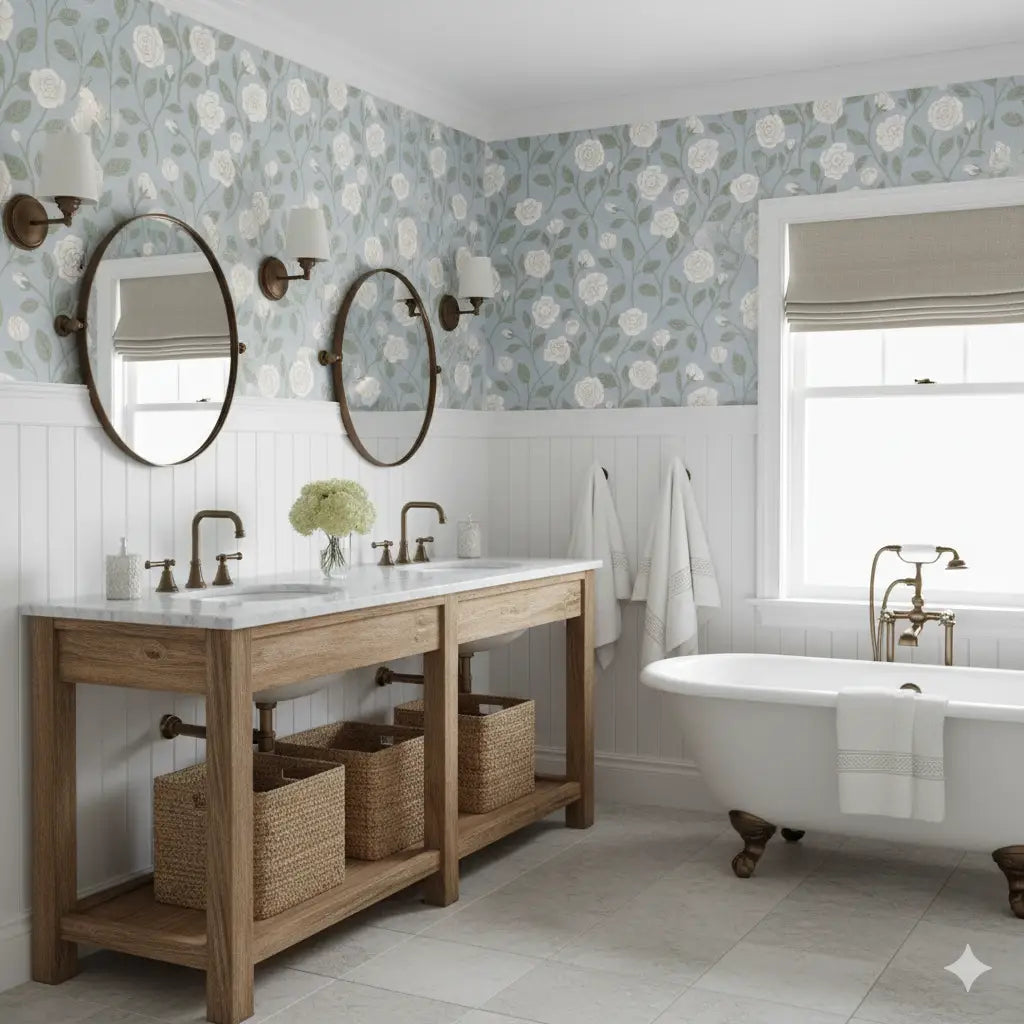 Clem Wallpaper - Gardenia Flowers - by Danielle Eneh - Loomwell Home Goods
