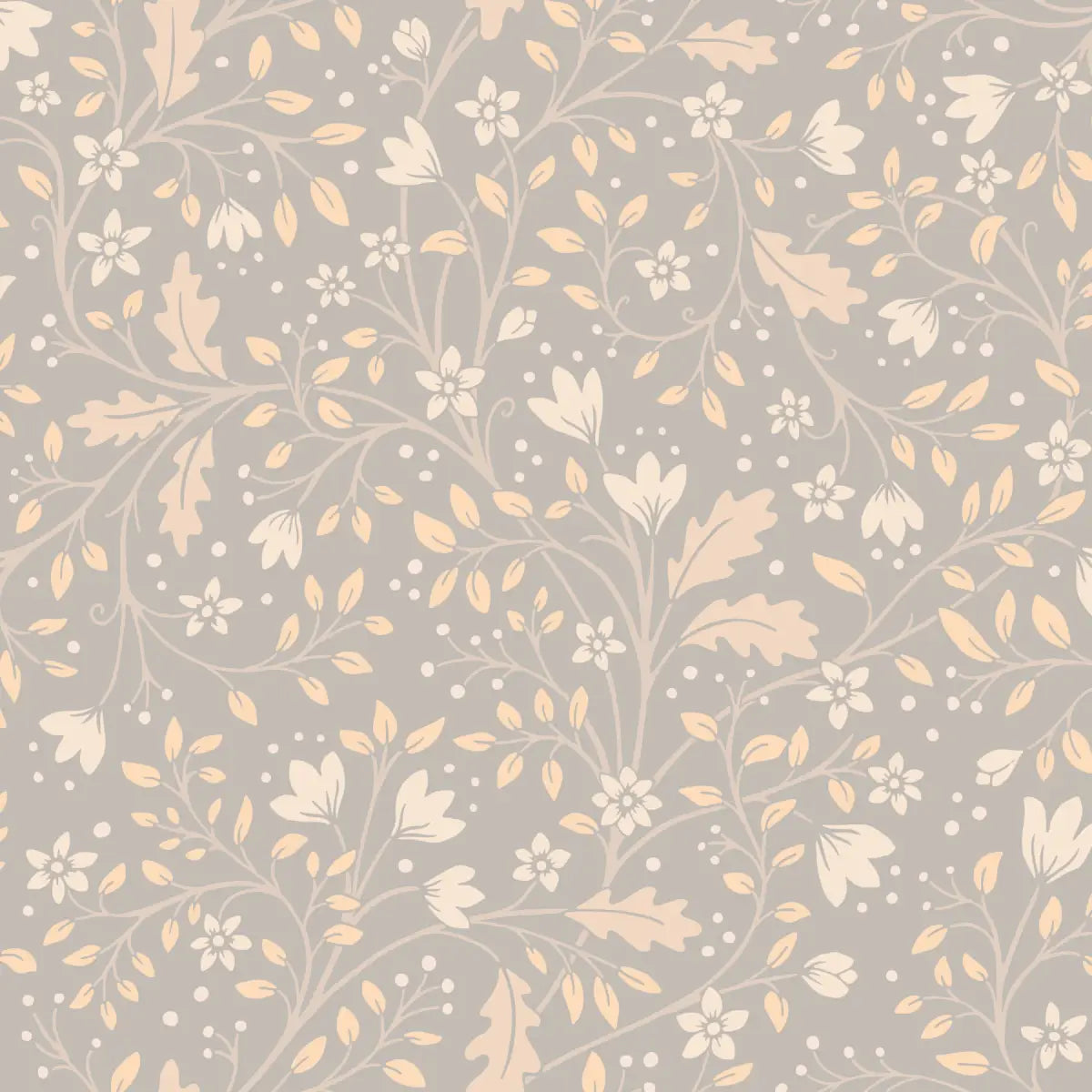 Clematis Wallpaper - Flowers and Vines - by Anna Black Creative - Sample 1 foot by 1 foot / Neutral - Loomwell Home