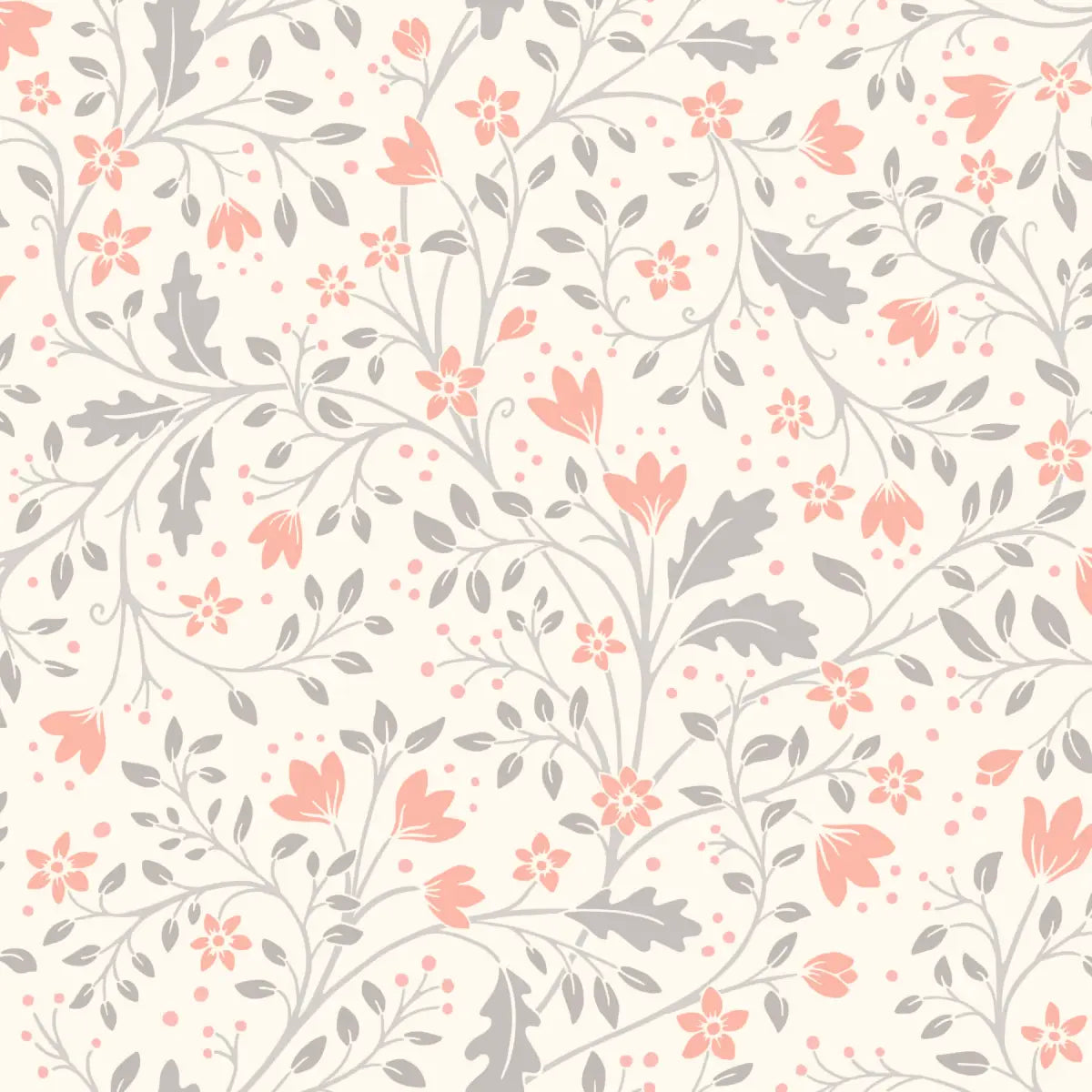 Clematis Wallpaper - Flowers and Vines - by Anna Black Creative - Sample 1 foot by 1 foot / Peach - Loomwell Home Goods