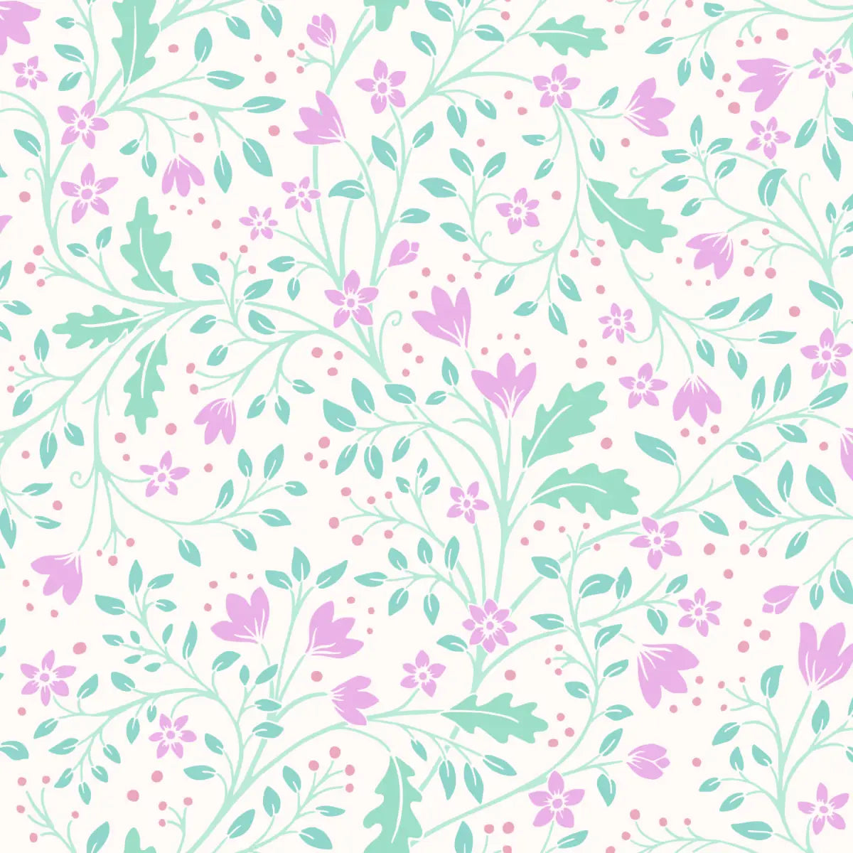 Clematis Wallpaper - Flowers and Vines - by Anna Black Creative - Sample 1 foot by 1 foot / Pink and Blue - Loomwell