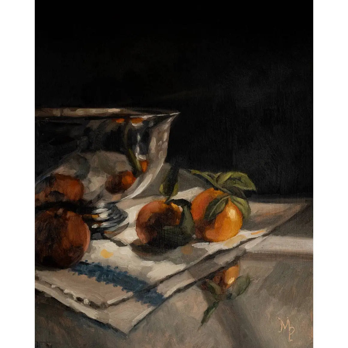 Art Print - Clementines and Silver Bowl Painting - 5x7 - Miss Mustard Seed