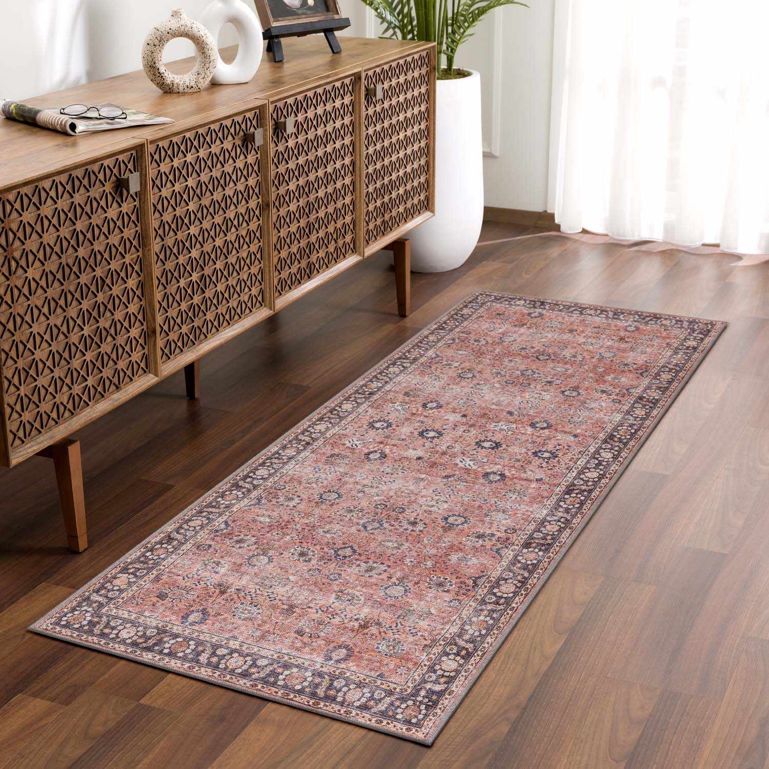 Ganyangan Red Washable Rug - 2’7’’ x 7’3’’ Runner - Boutique Rugs