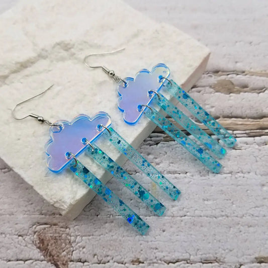 Cloud Raindrop Acrylic Earrings - Honeybee Vintage